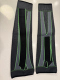 Gray and Black Knee/Elbow Support Sleeves with Green Stitching - Size XL