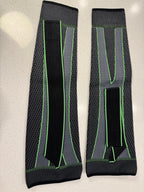 Gray and Black Knee/Elbow Support Sleeves with Green Stitching - Size XL