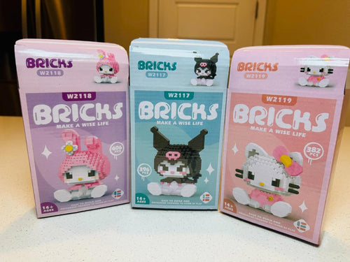 Hello Kitty like Lego Character 3D Nano-Brick Building Sets Pack Of (3)