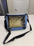Portable Blue Insulated Cooler Bag with Clear Window and Adjustable Shoulder Str