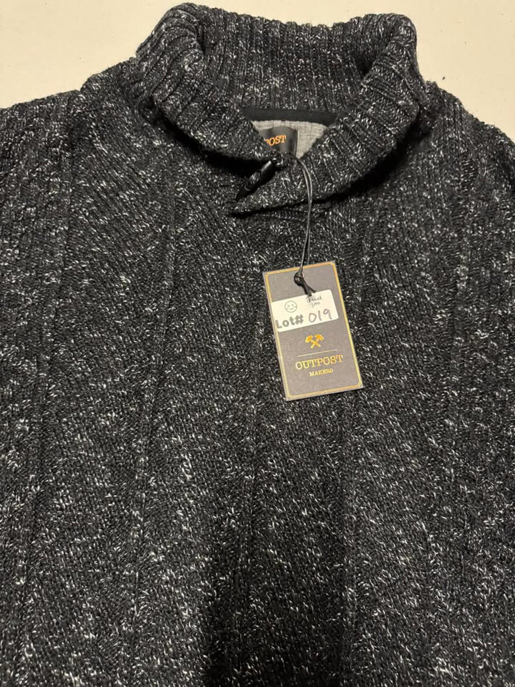 Men's Black Cable Knit Sweater with Shawl Collar