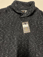 Men's Black Cable Knit Sweater with Shawl Collar