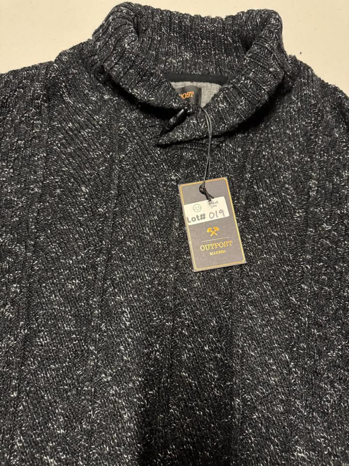 Men's Black Cable Knit Sweater with Shawl Collar