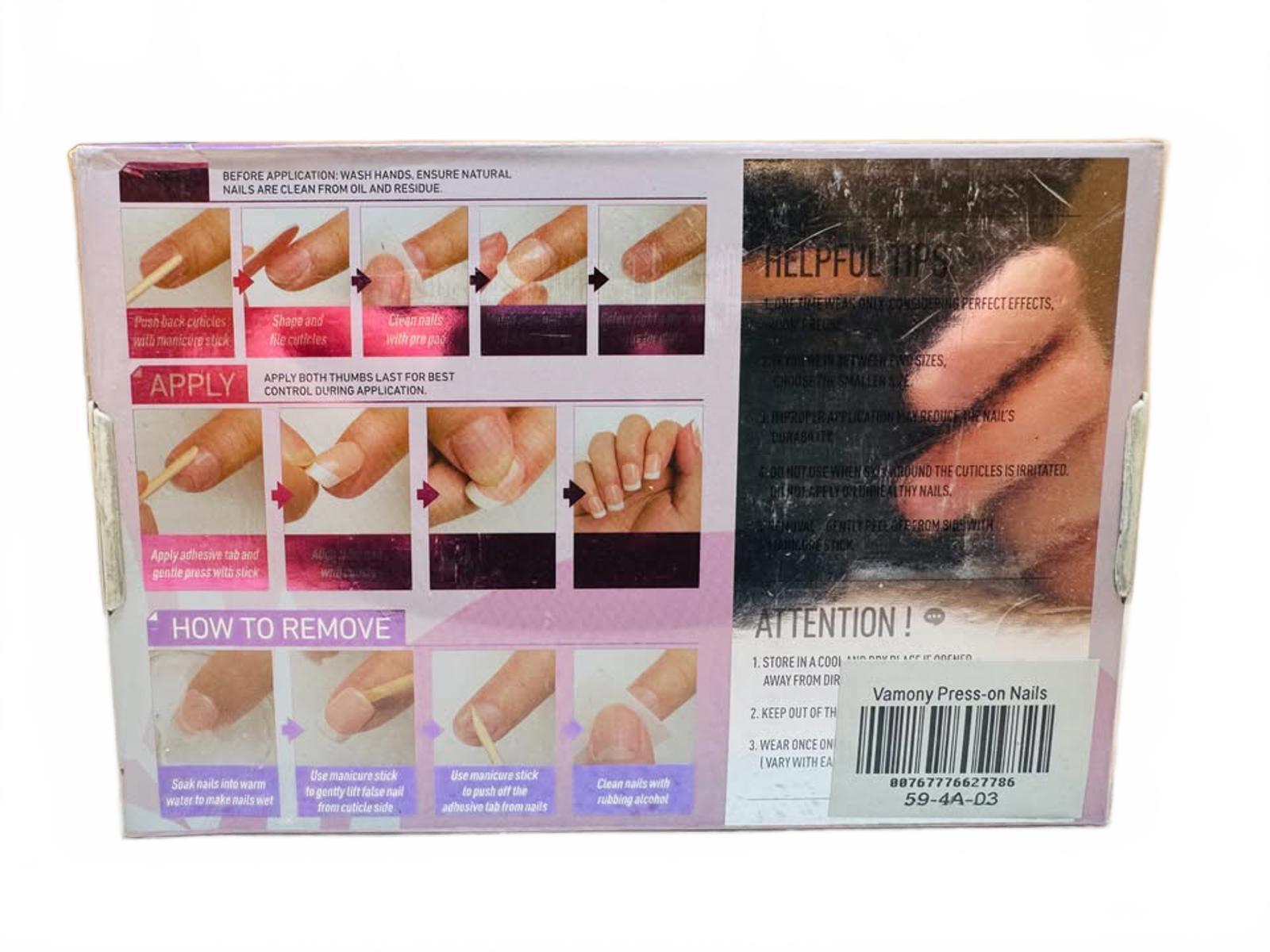 Vamony Press On Nails 4 Styles Easy Removal No Glue