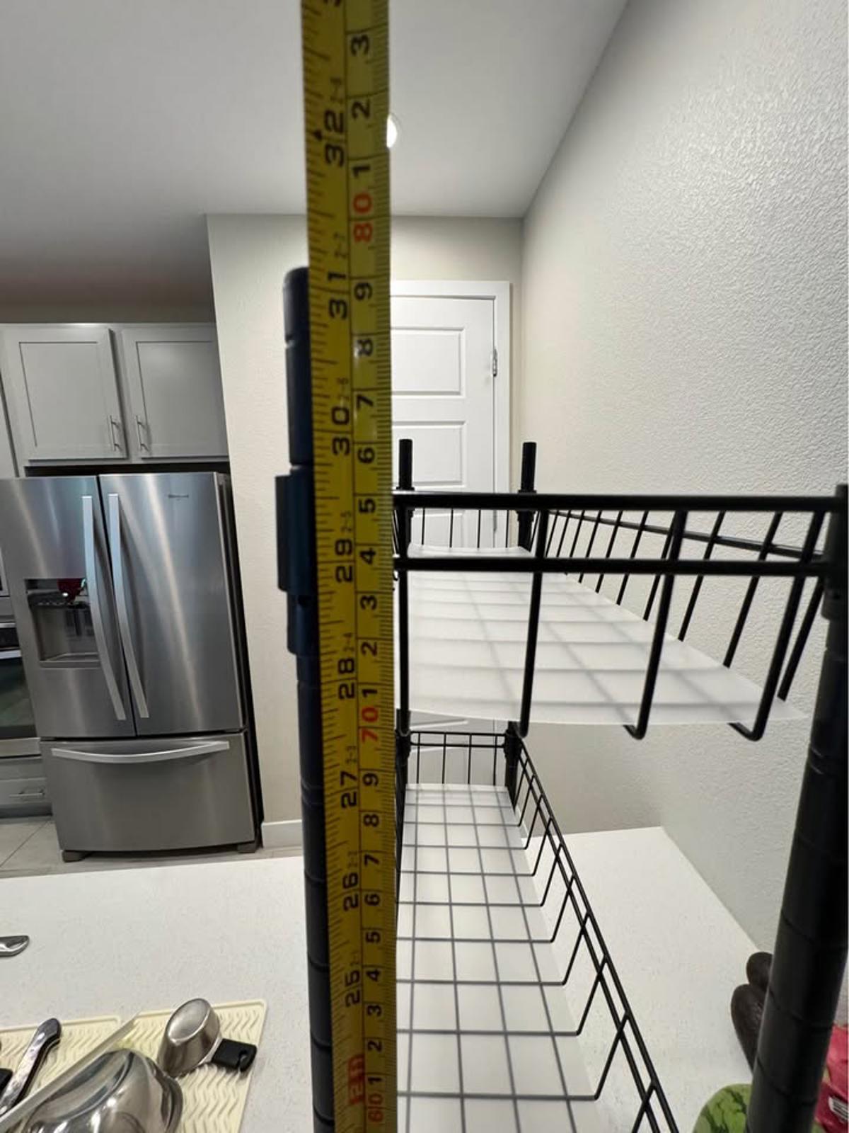 3-Tier Black Metal Wire Storage Cart with Wheels