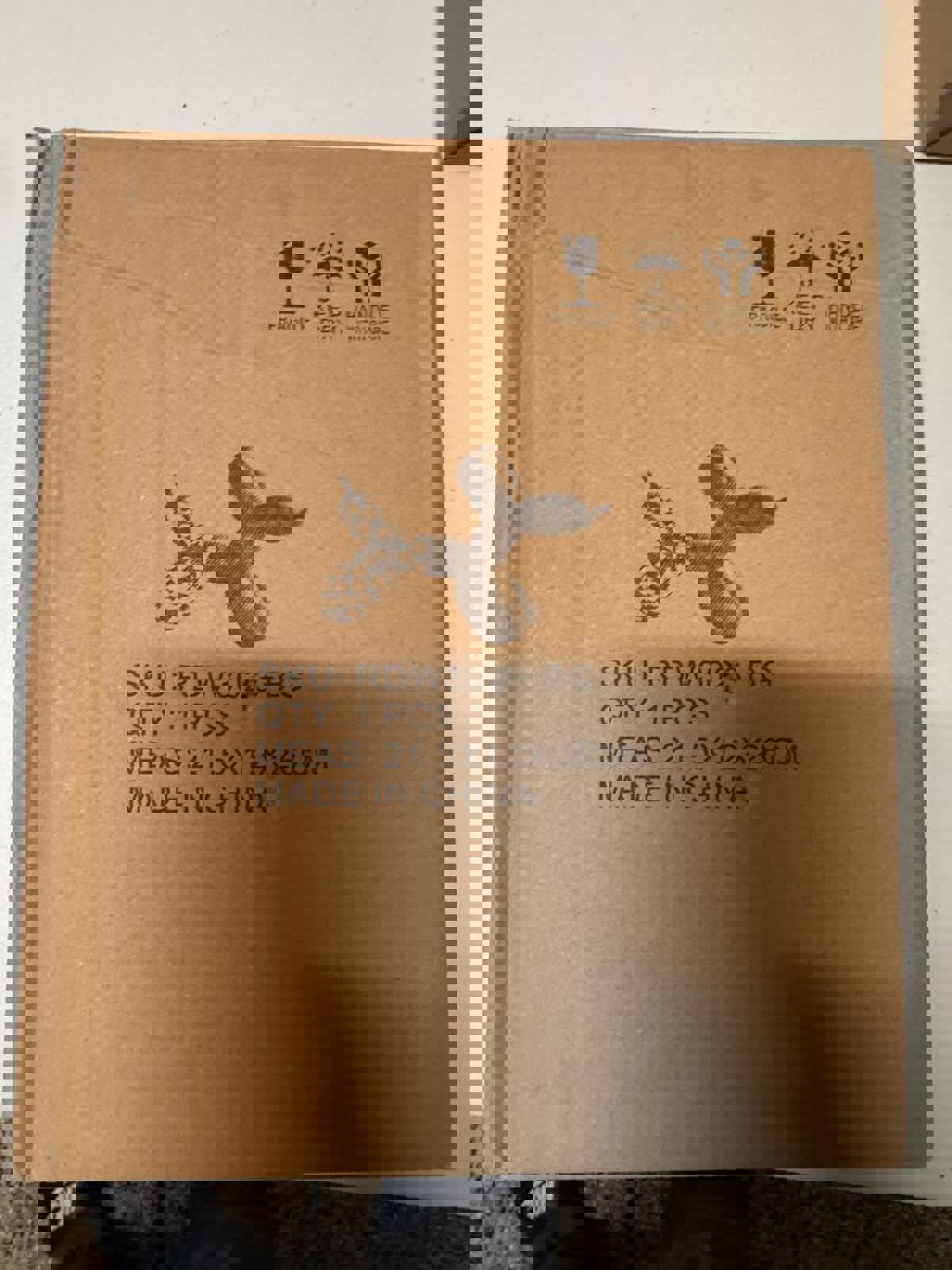 Blue Checkered Balloon Dog Figurine Sculpture