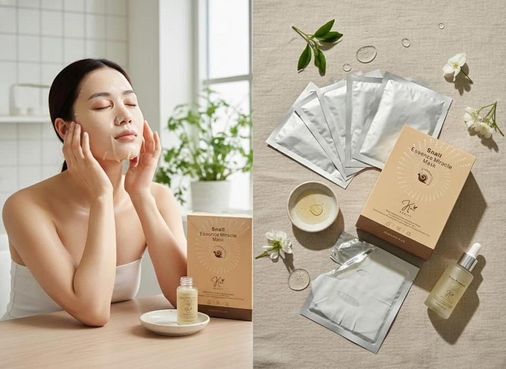 Kei Beauty Snail Essence Miracle Mask - Hydrating & Brightening Facial Mask (10 sheets)