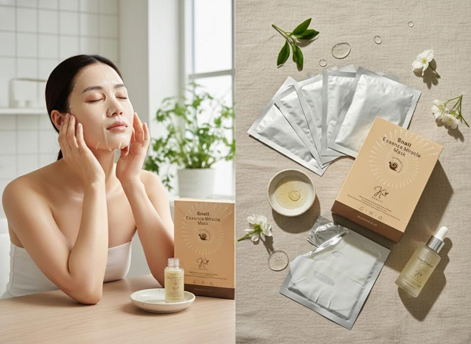Kei Beauty Snail Essence Miracle Mask - Hydrating & Brightening Facial Mask (10 sheets)