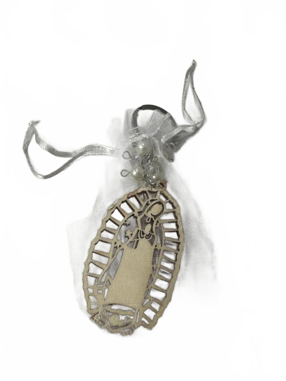 Wooden Religious Pendant with Prayer Text in Organza Bag