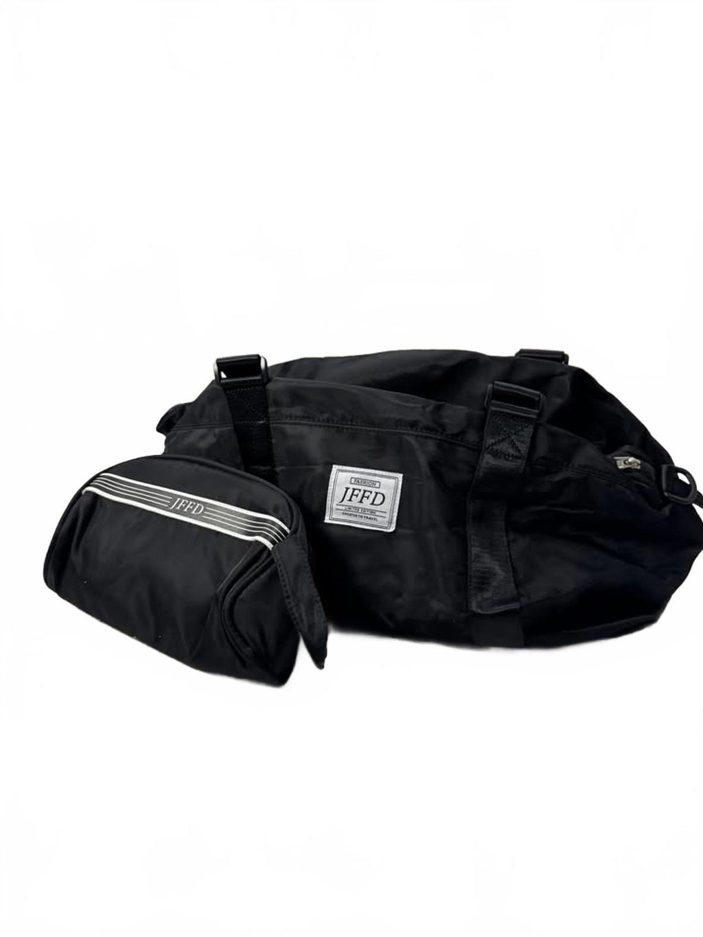 JFFD Black Nylon Duffel Bag with Adjustable Strap