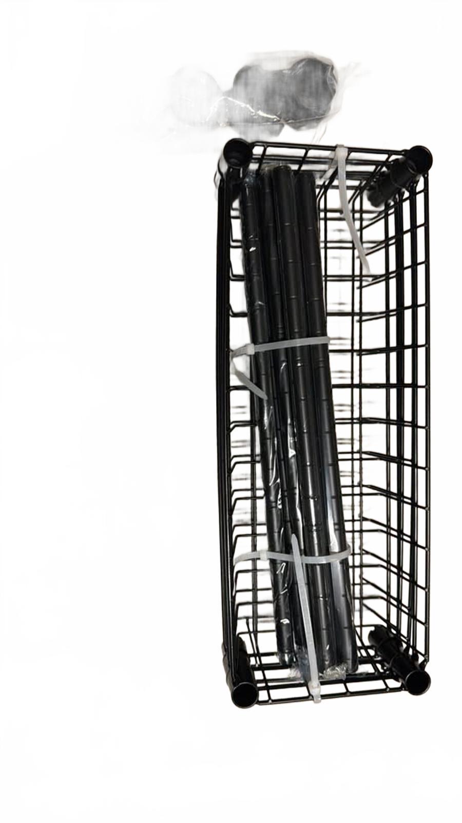 3-Tier Black Metal Wire Storage Cart with Wheels