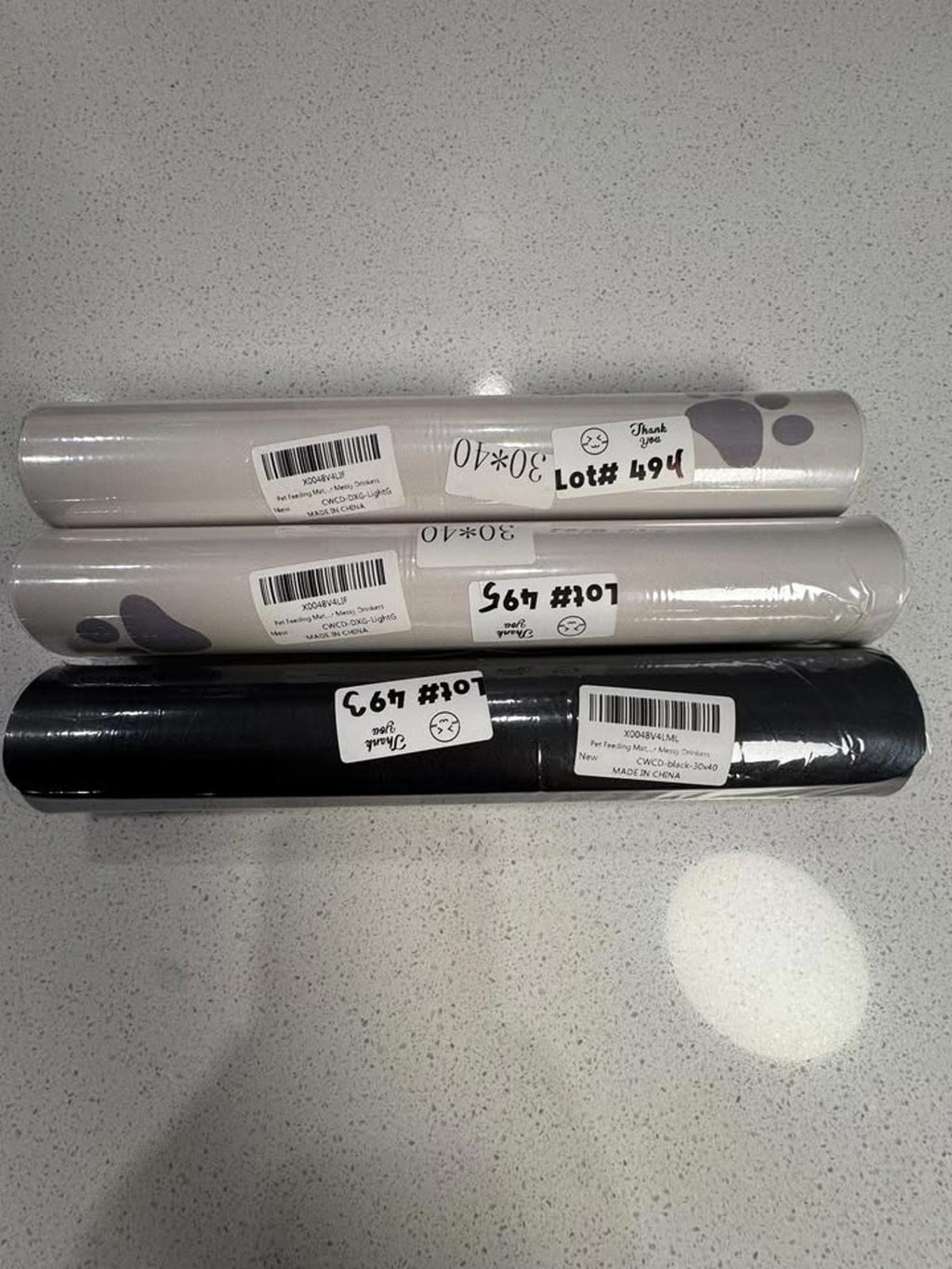 Set of 3  pet feeding mat - Black and White