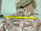 Josie Girls' Shiny Pink Puffer Jacket with Faux Fur Hood