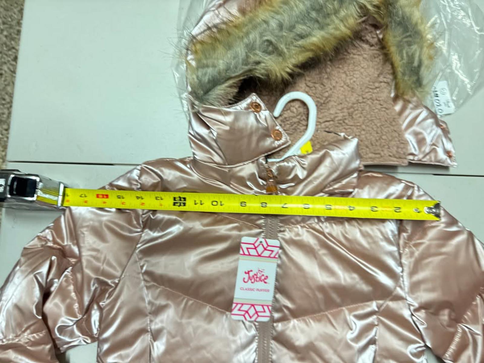 Josie Girls' Shiny Pink Puffer Jacket with Faux Fur Hood