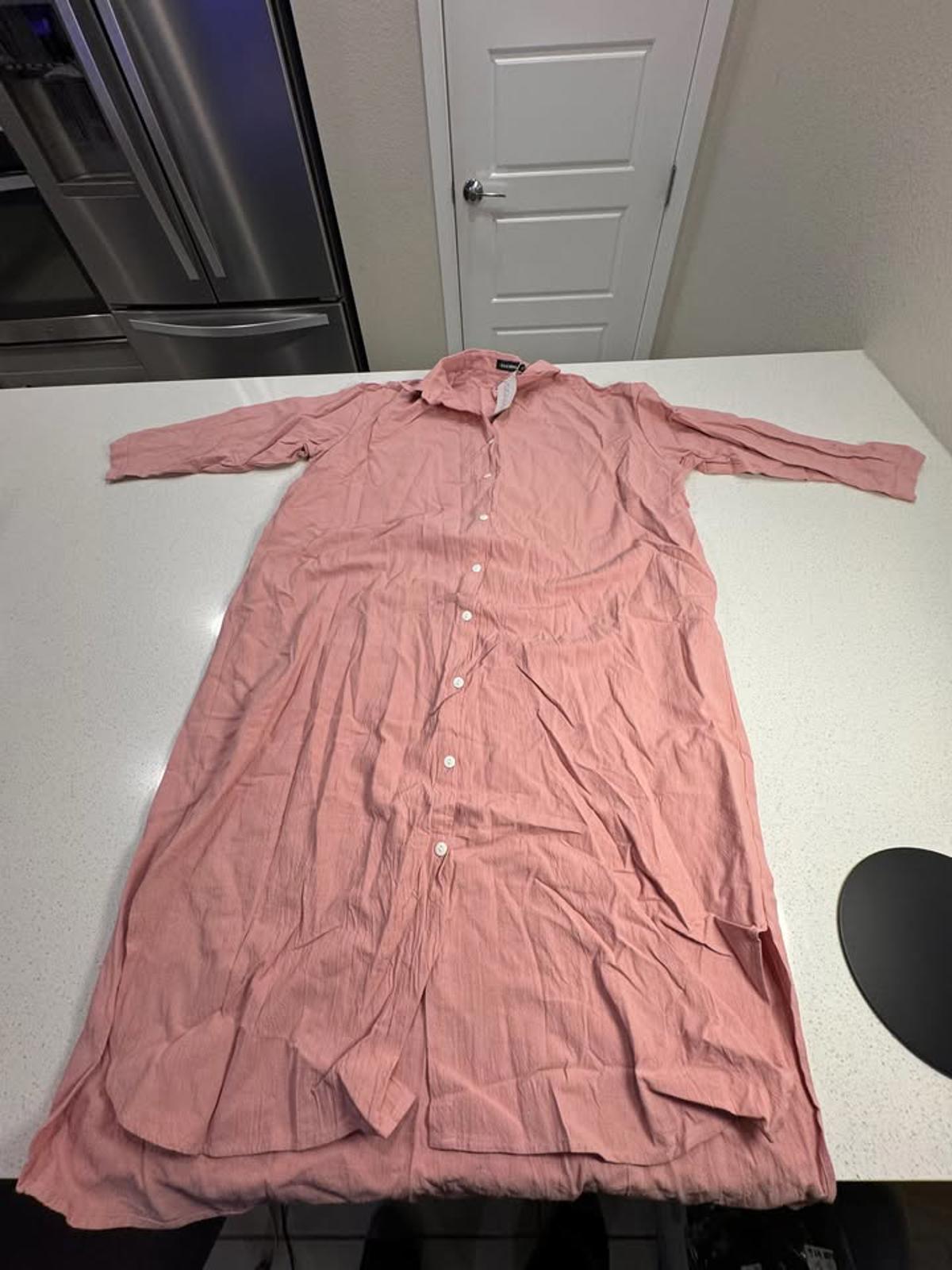 GGUHHU Pink Button-Down Maxi Dress XXL