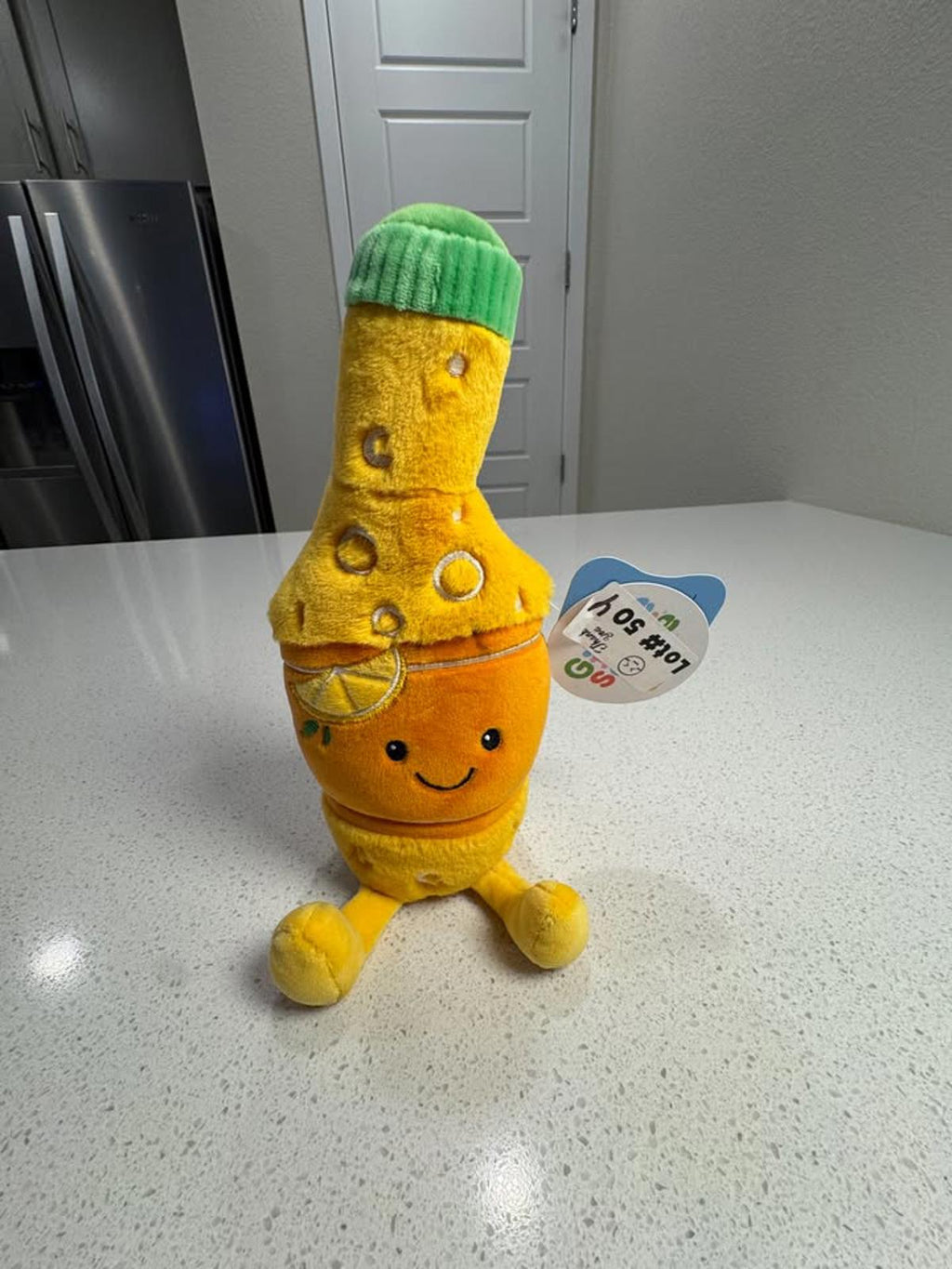 Plush Toy Bottle Character with Green Cap