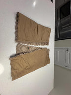Pair of Beige Textured Faux Fur Throw Pillow Covers