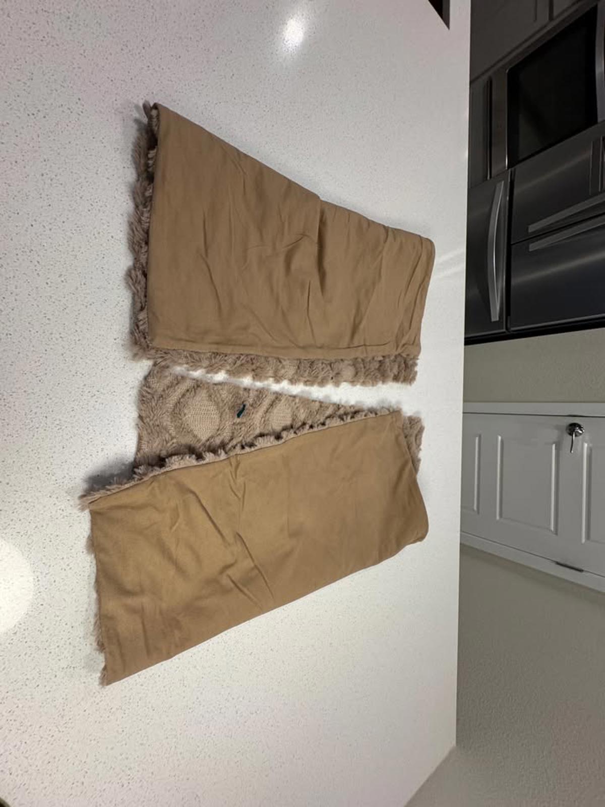 Pair of Beige Textured Faux Fur Throw Pillow Covers