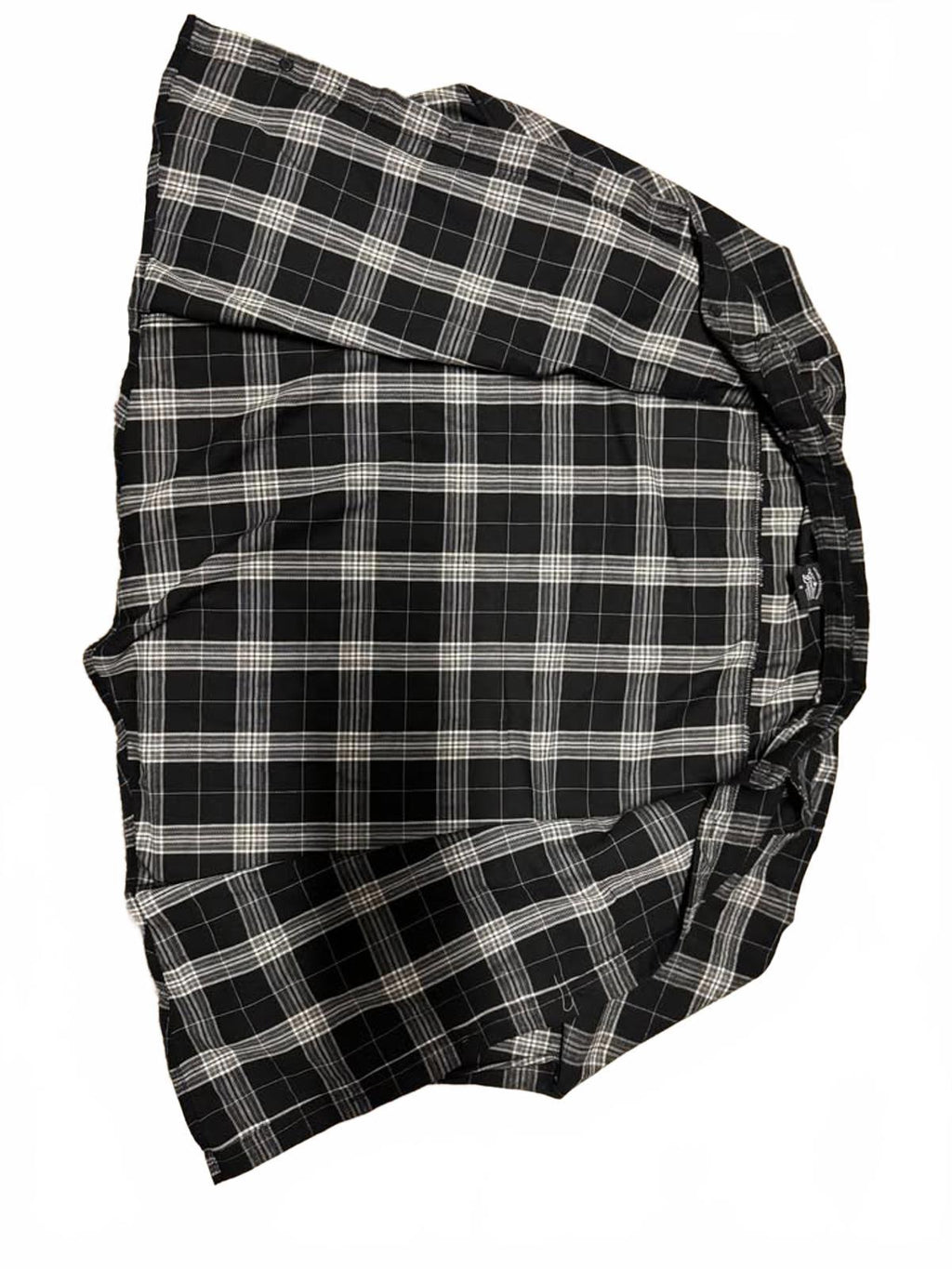 Men's Black and White Plaid Button-Up Shirt