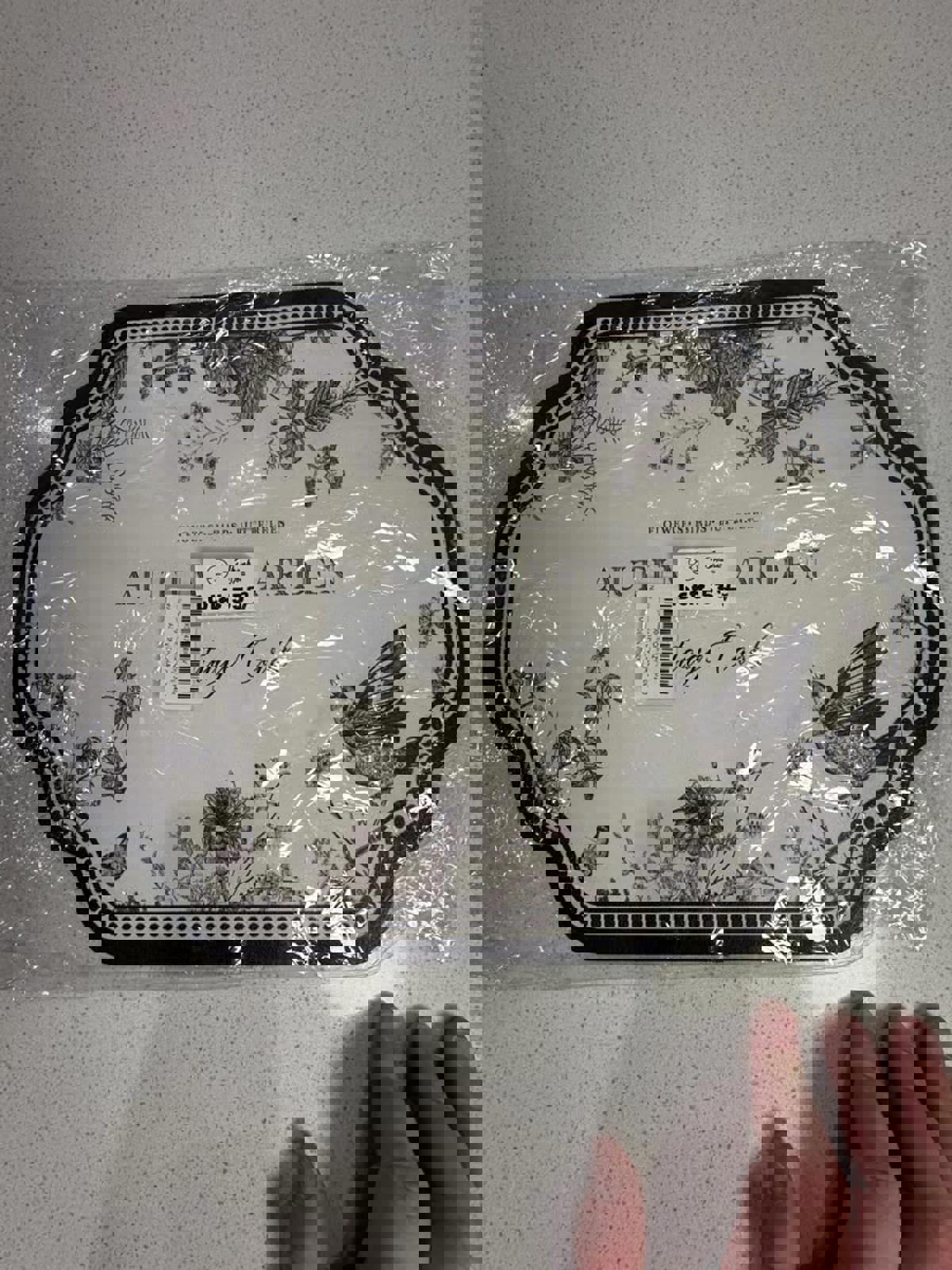 Autumn Garden Vintage Floral and Bird Patterned Serving Trays - Set of 2