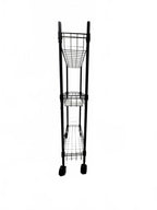 3-Tier Black Metal Wire Storage Cart with Wheels