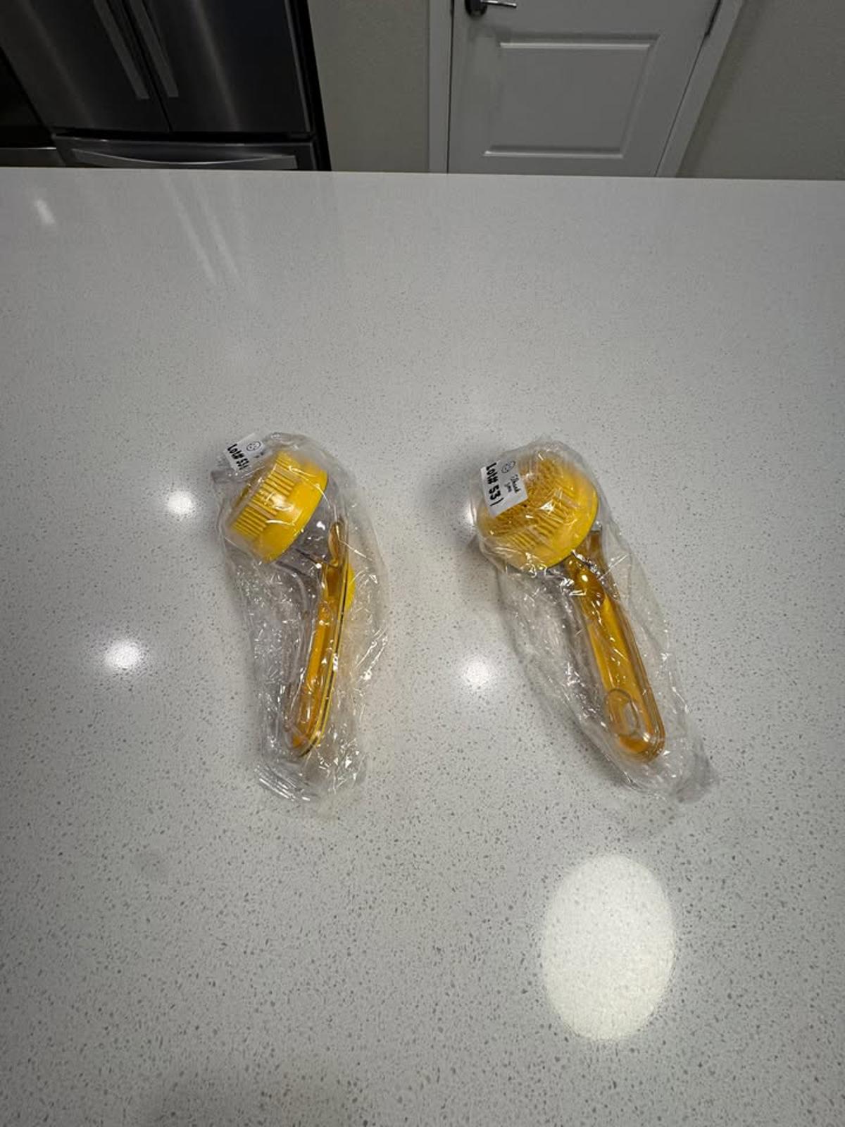 Yellow Handheld Kitchen Brush with Soap Dispenser