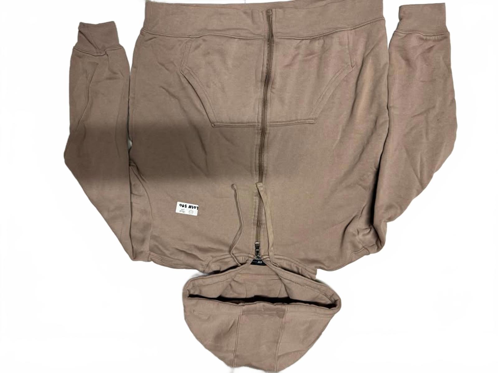 Neutral Beige Full-Zip Hoodie Sweatshirt with Hood