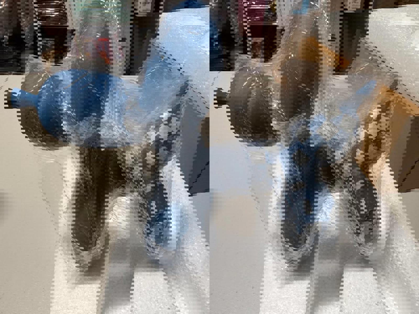 Blue Checkered Balloon Dog Figurine Sculpture