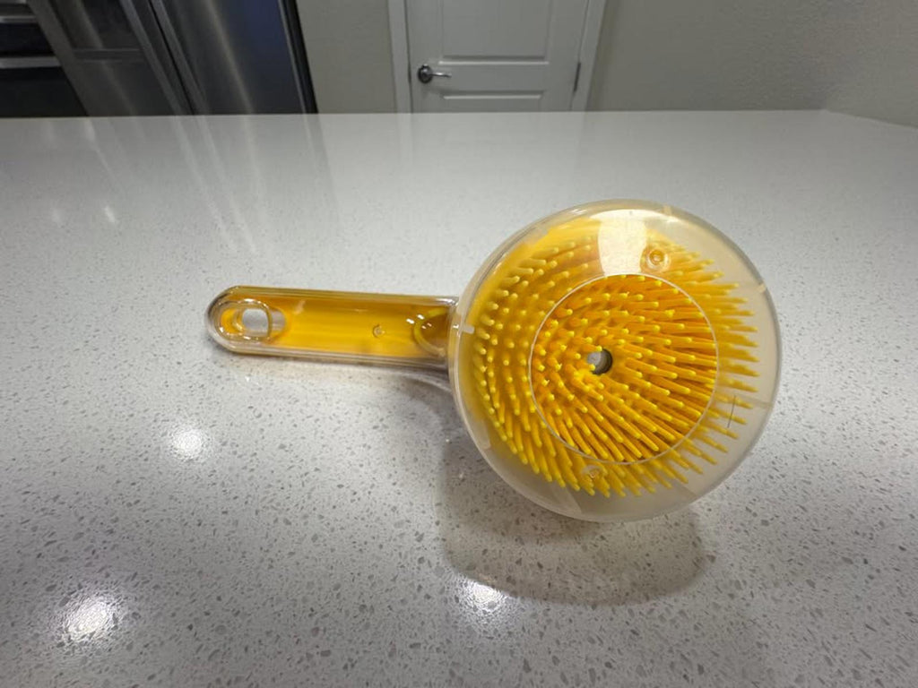 Yellow Handheld Kitchen Brush with Soap Dispenser