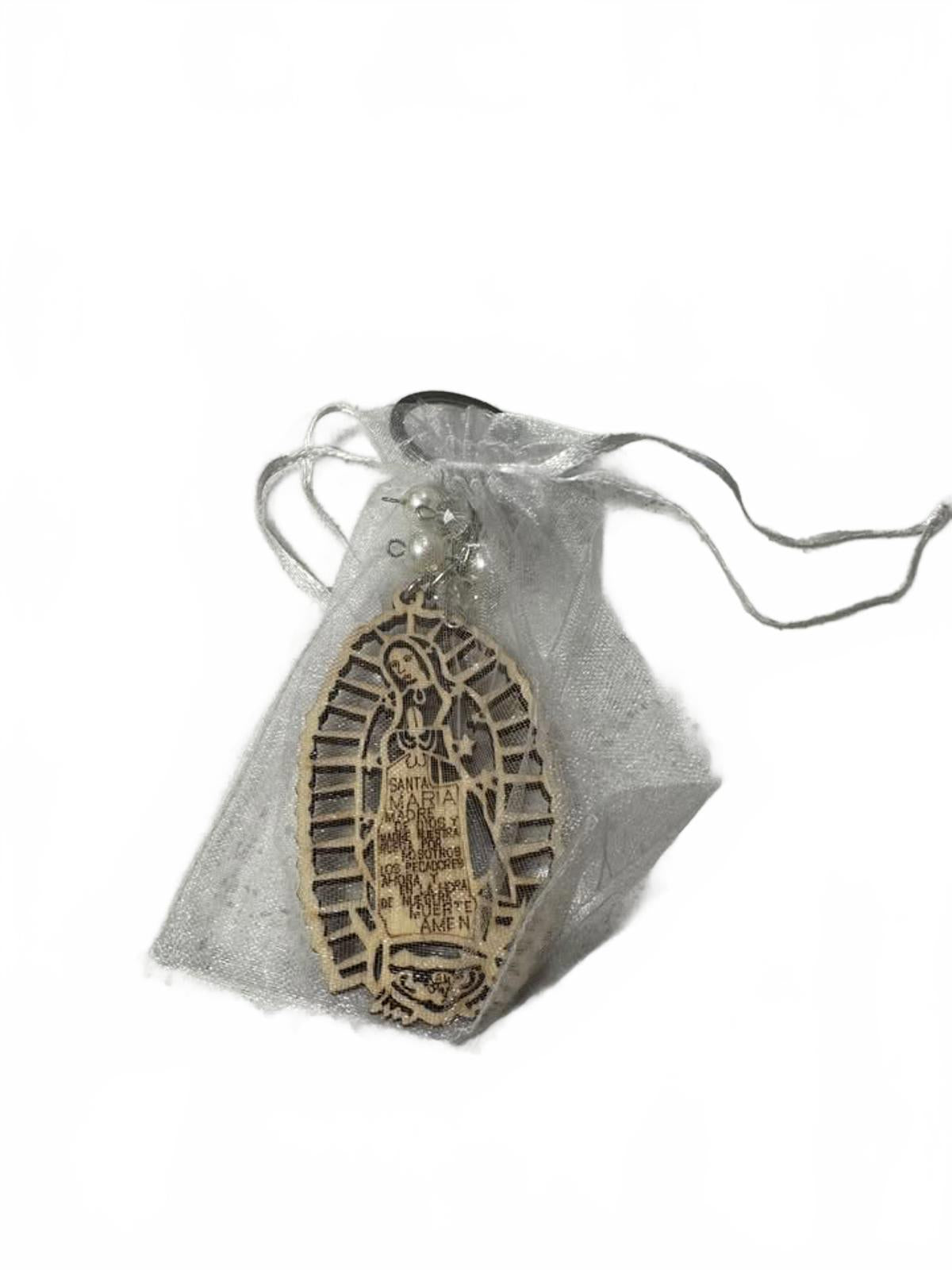 Wooden Religious Pendant with Prayer Text in Organza Bag