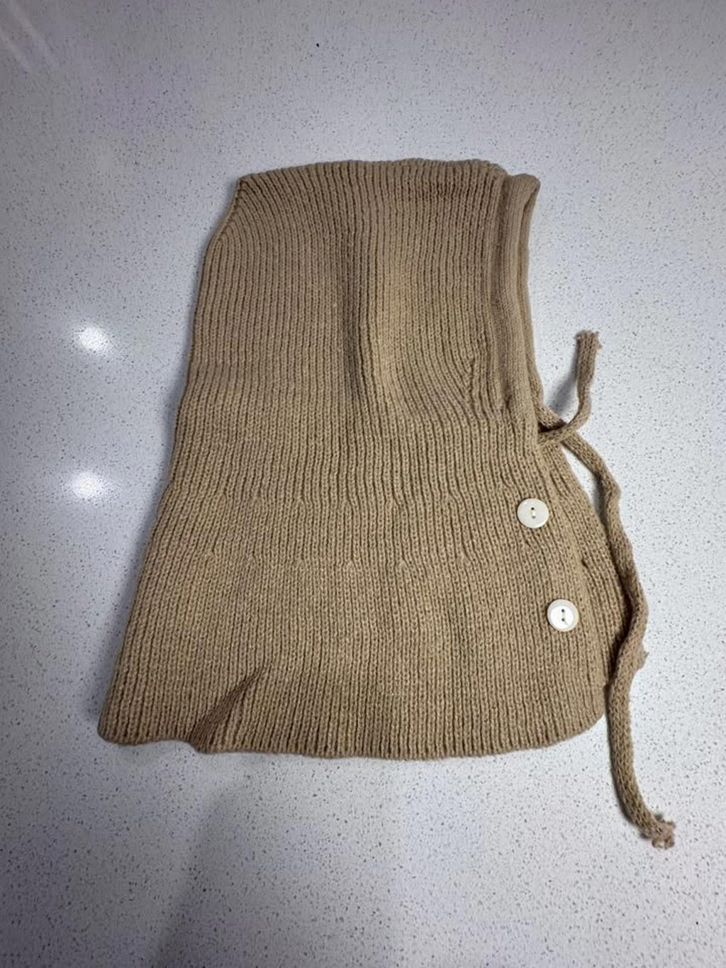 Handmade Beige Knit Hooded Scarf