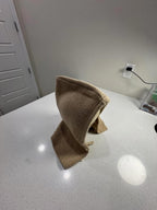 Handmade Beige Knit Hooded Scarf