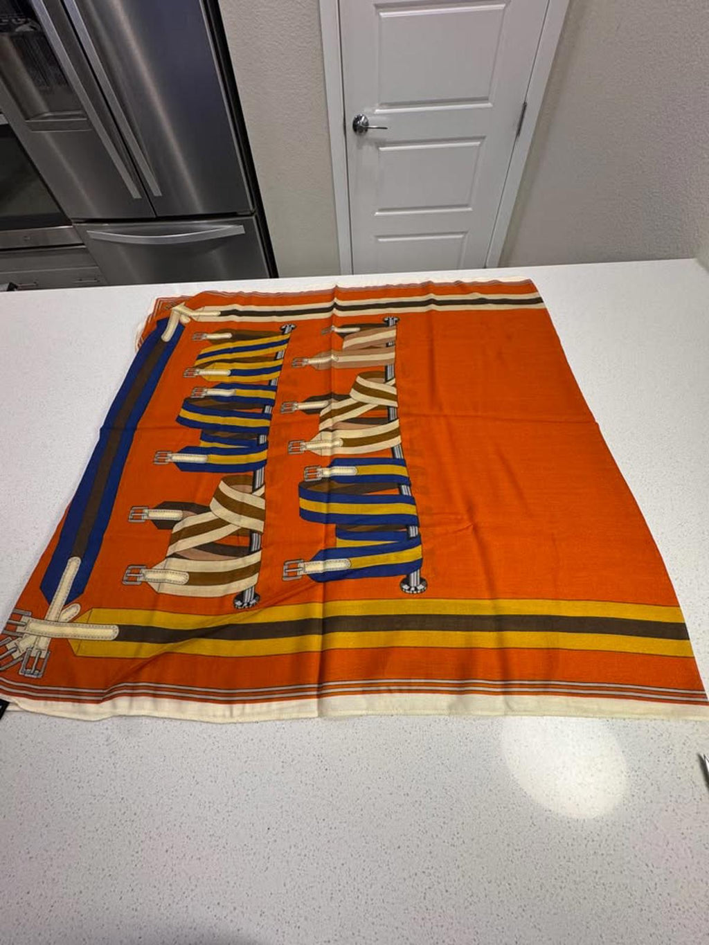 SYA SCARF Orange and Multi-Color Patterned Scarf