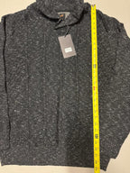 Men's Black Cable Knit Sweater with Shawl Collar