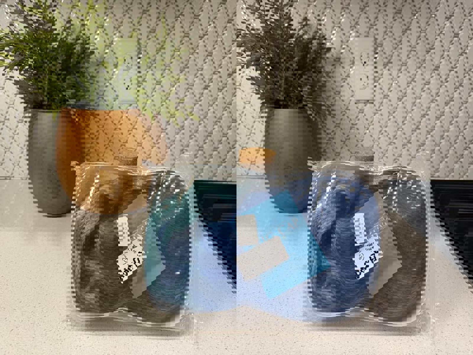 Blue to Aqua Ombre Wavy Synthetic Wig with Bangs