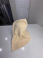 Cream Knit Hooded Scarf with Button Closure