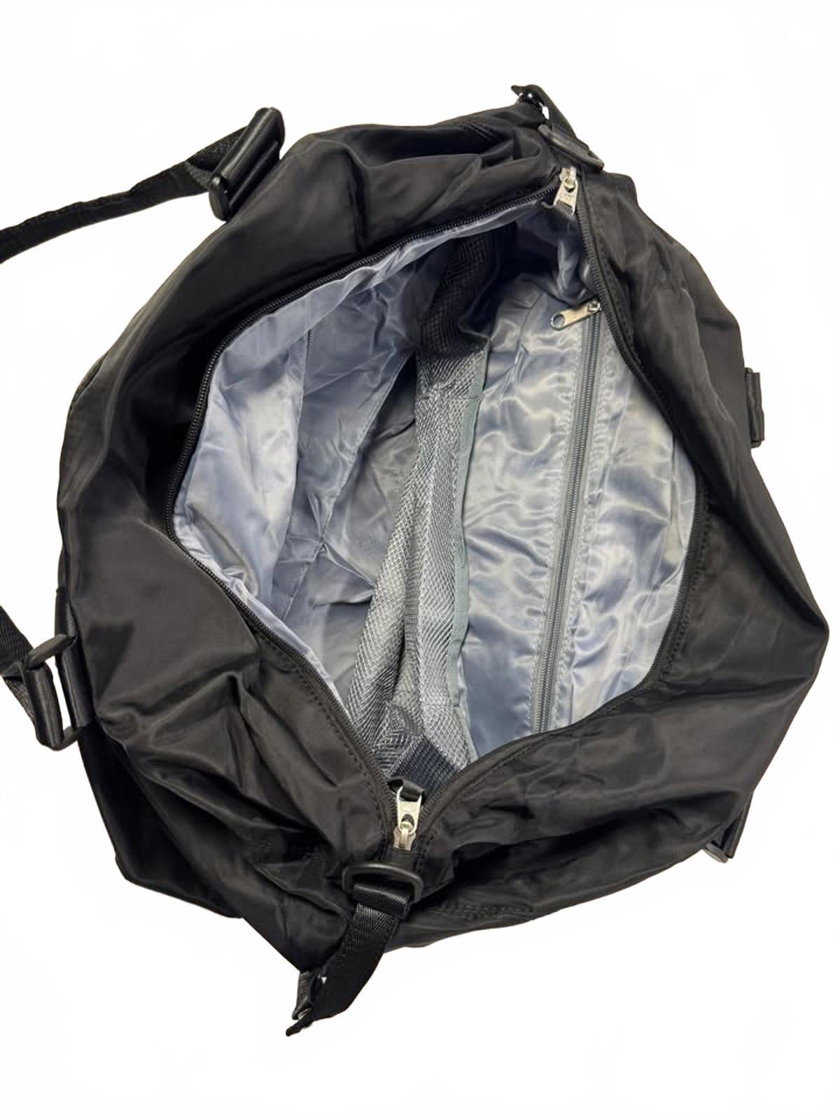 JFFD Black Nylon Duffel Bag with Adjustable Strap