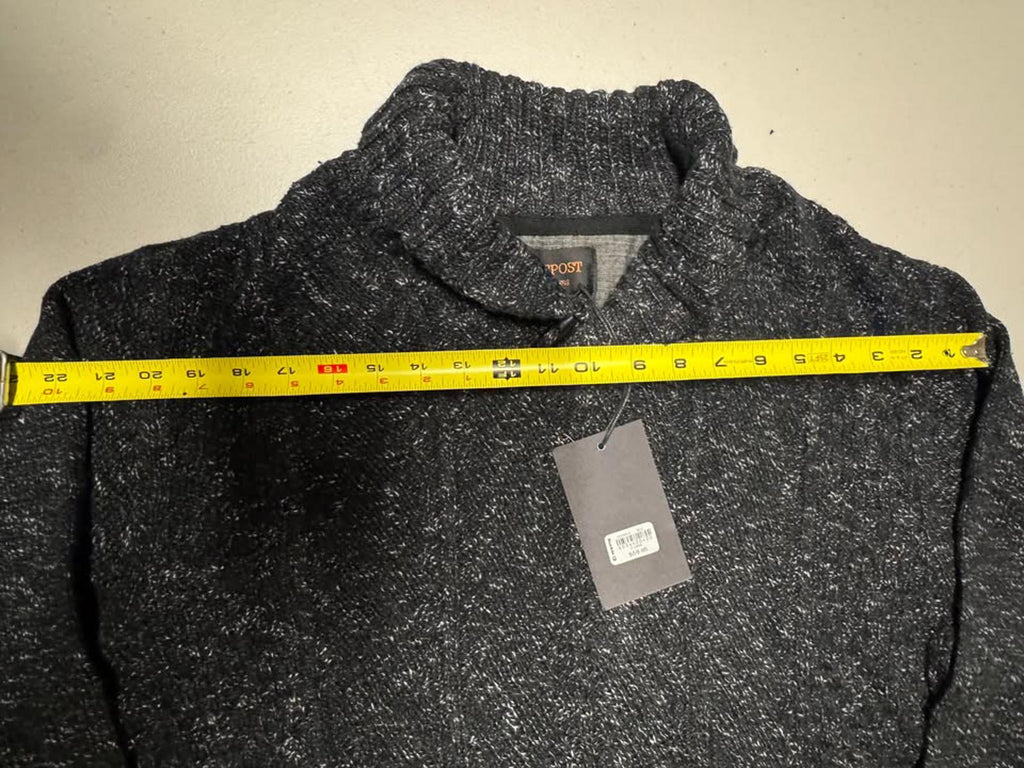 Men's Black Cable Knit Sweater with Shawl Collar