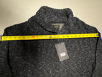 Men's Black Cable Knit Sweater with Shawl Collar
