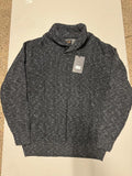 Men's Black Cable Knit Sweater with Shawl Collar