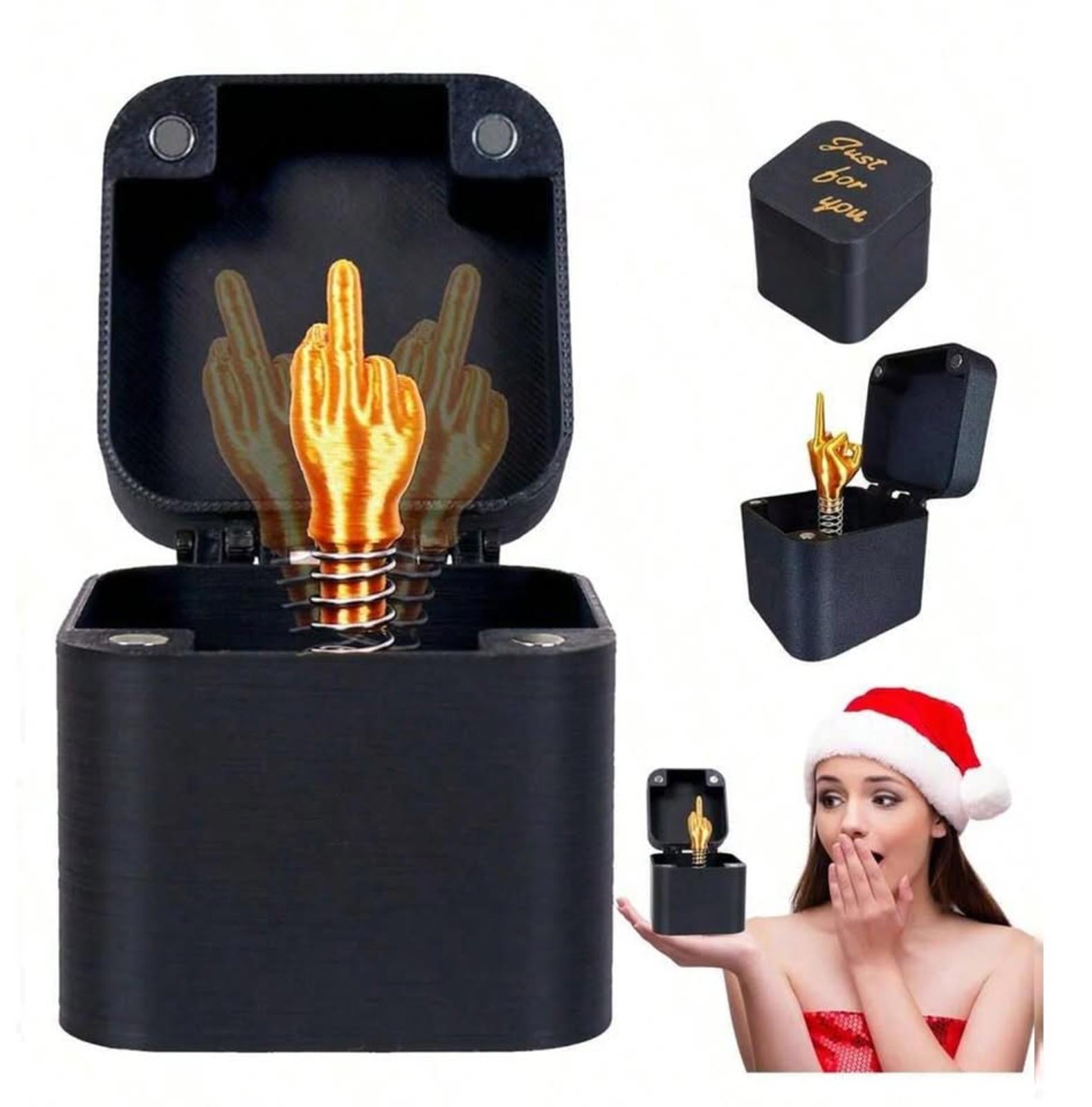 Black Novelty Gift Box with Middle Finger Pop-Up and 'Just for You' Lid