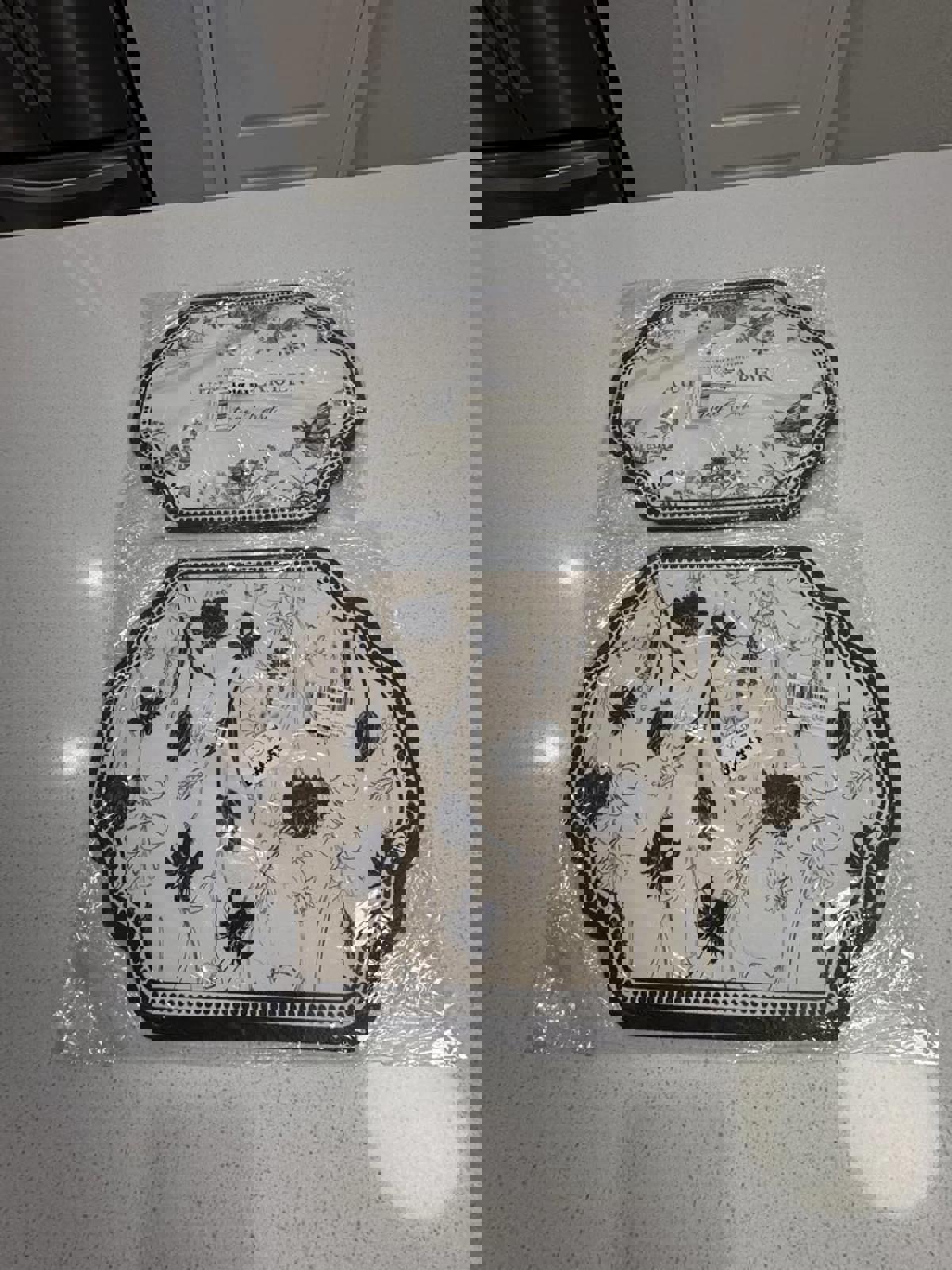 Autumn Garden Vintage Floral and Bird Patterned Serving Trays - Set of 2