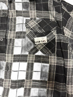 Men's Black and White Plaid Button-Up Shirt