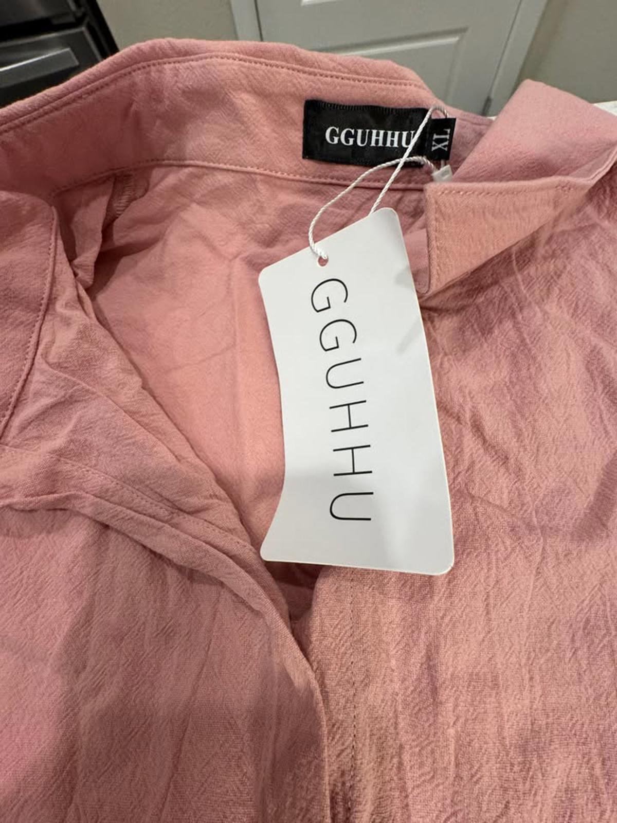 GGUHHU Pink Button-Down Maxi Dress XXL