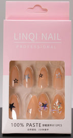 LINQI NAIL Professional 12PCS Press-On Nails Set with 3 Designs