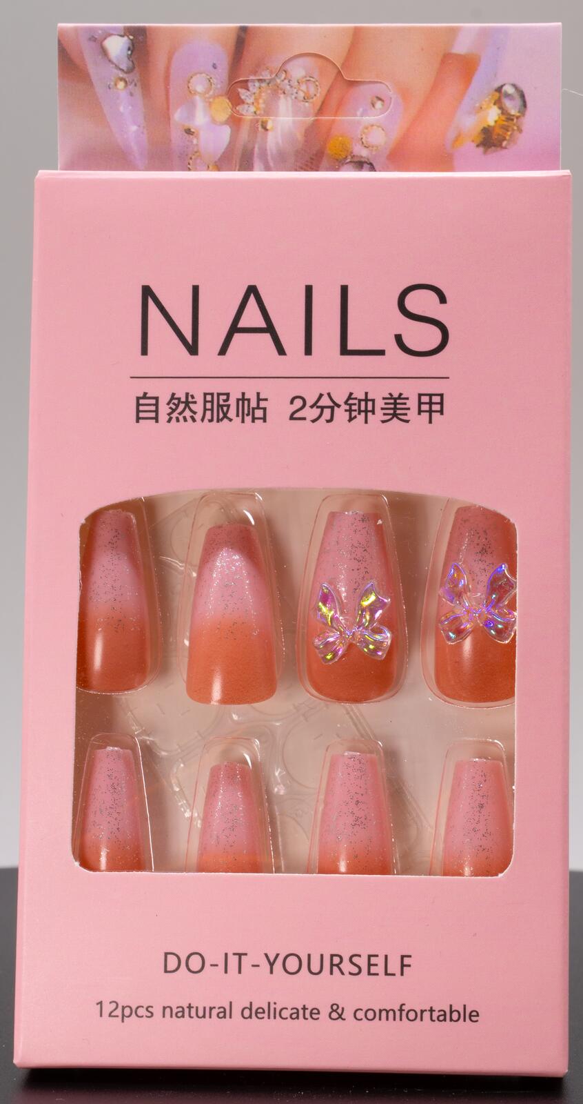 LINQI NAIL Professional 12PCS Press-On Nails Set with 3 Designs