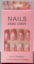 LINQI NAIL Professional 12PCS Press-On Nails Set with 3 Designs