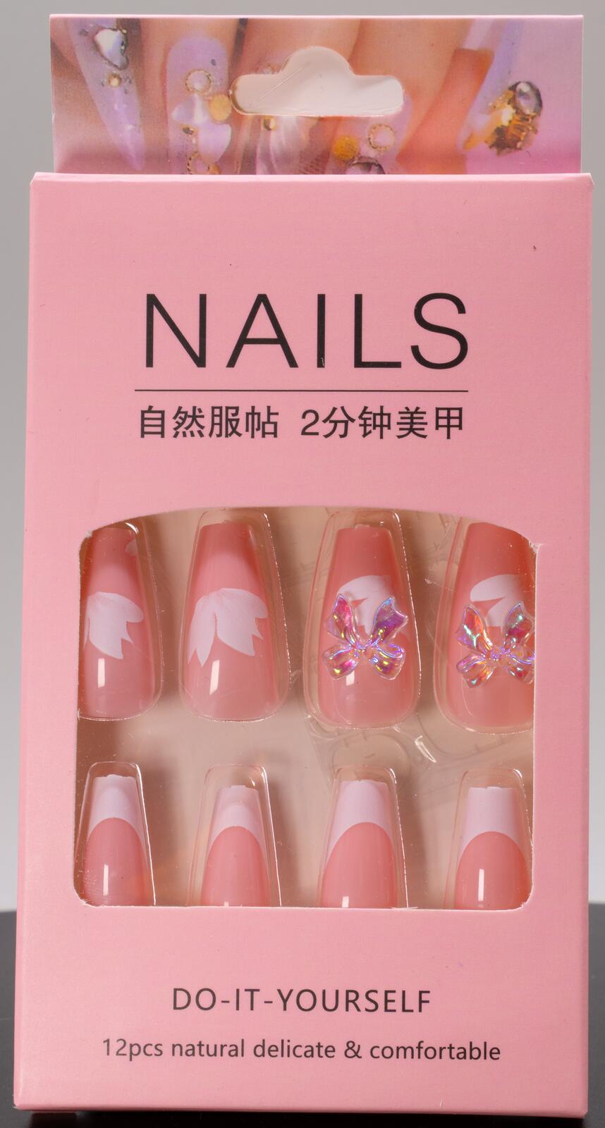 LINQI NAIL Professional 12PCS Press-On Nails Set with 3 Designs