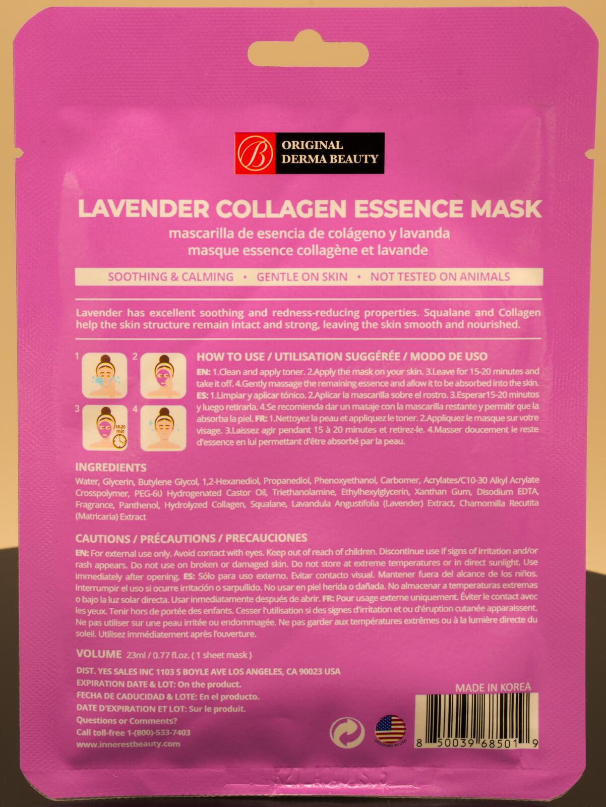 Original Derma Beauty Lavender Collagen Essence Mask Soothing & Calming