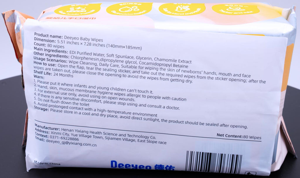 Deeyeo Baby Hand and Mouth Wet Wipes Thick and Soft 80 Count